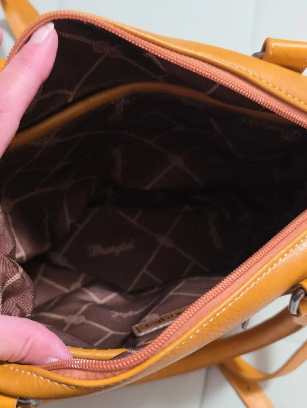 Wrangler Yellow Leather Tote with Stud Accents